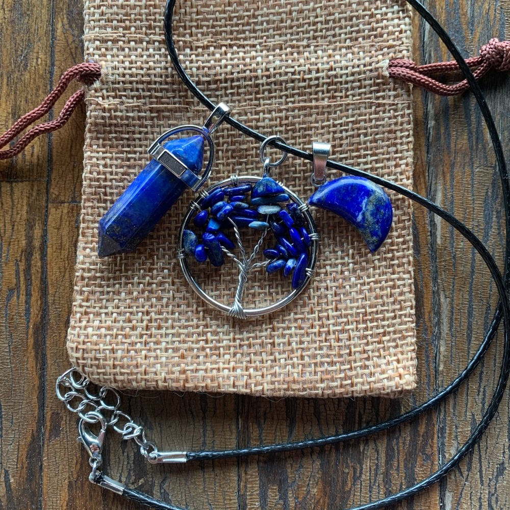 BrandNew Lapis Lazuli Pendants Tree of Life Crystal Necklace Lapis Necklace